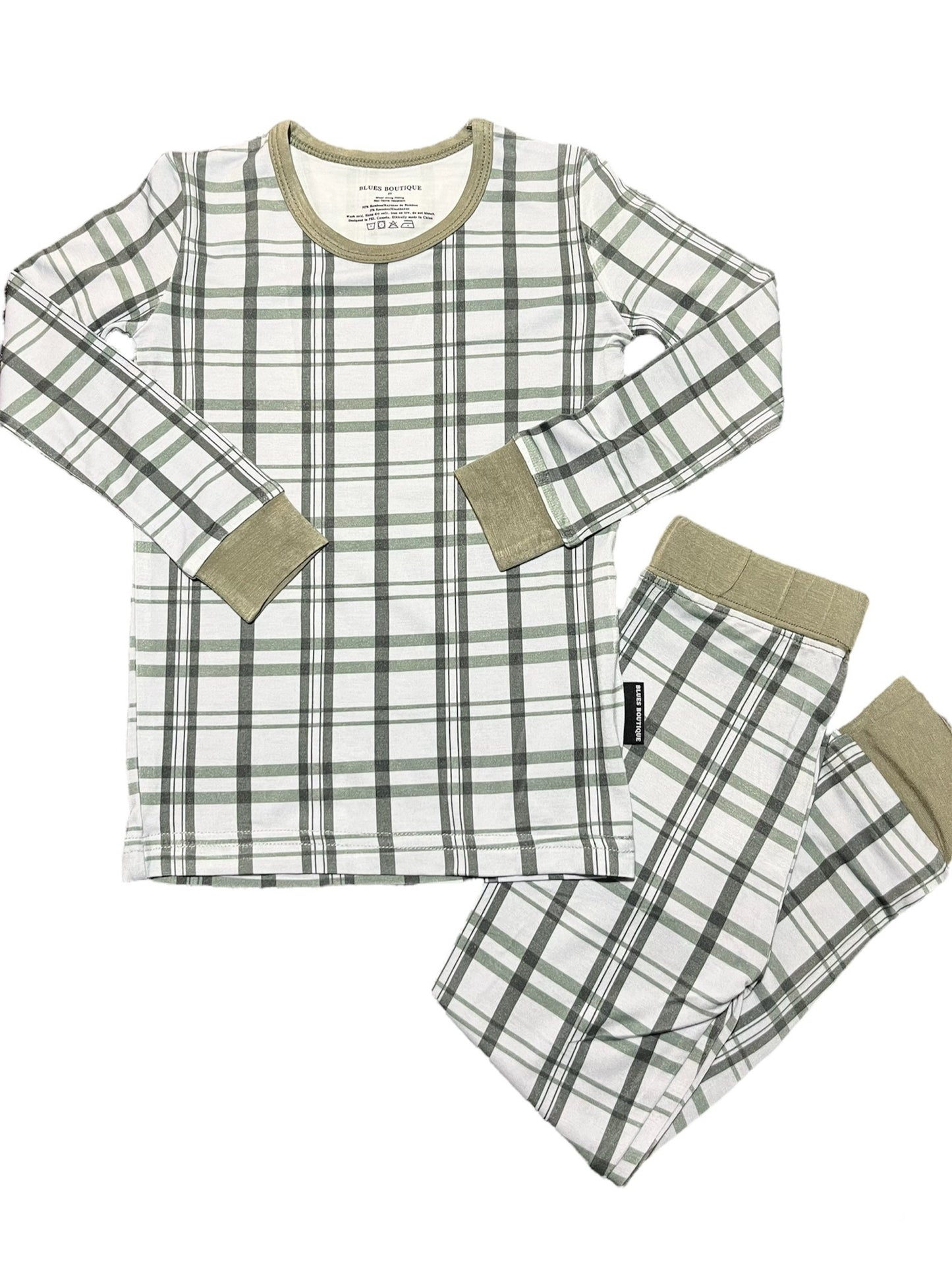 Sage Plaid 2 Piece Bamboo Sleepwear Set!