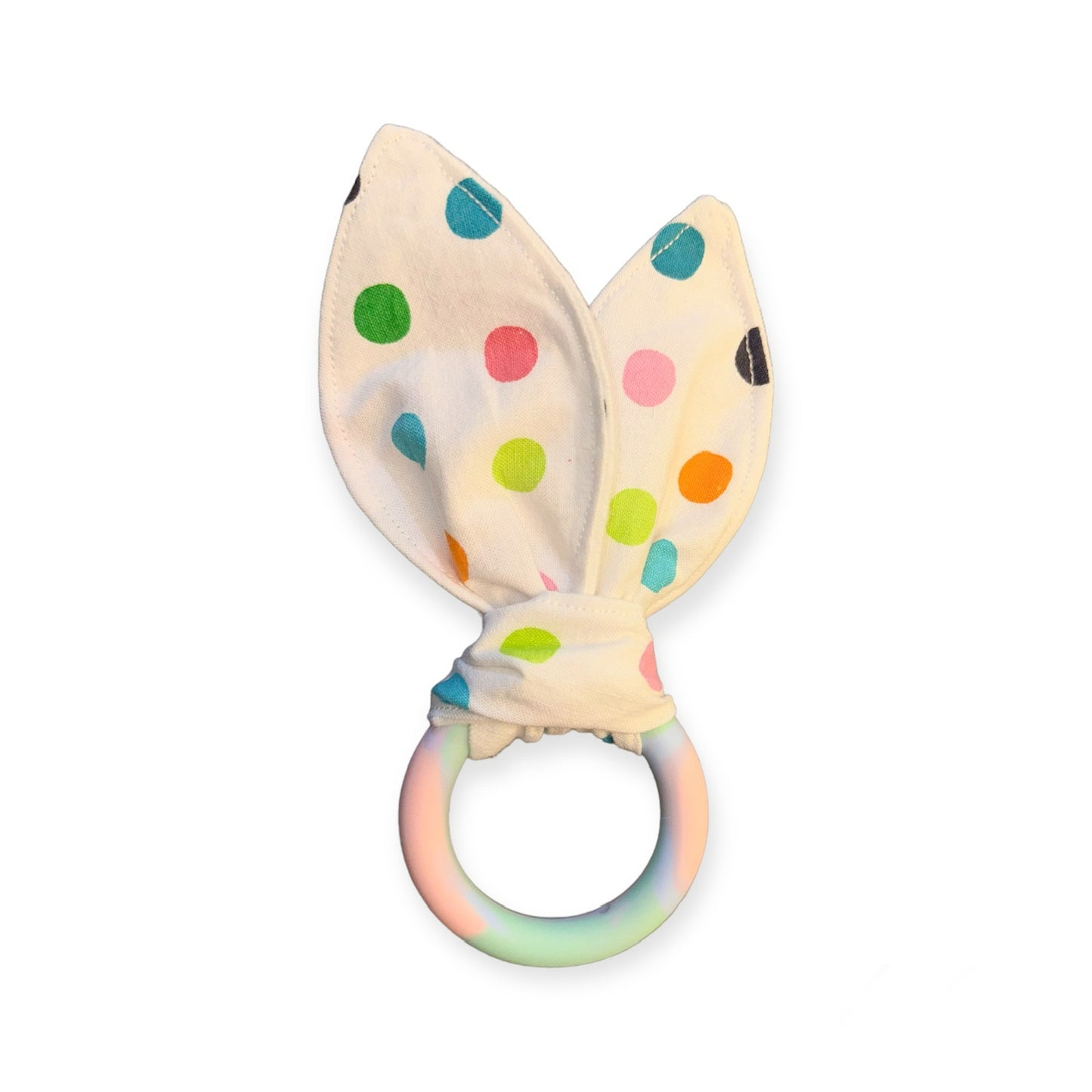 Rainbow Polka Dot Crinkle Teether
