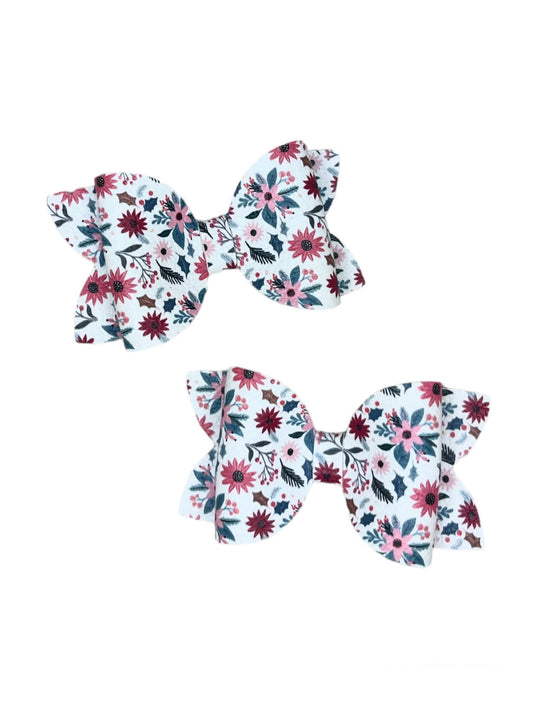 Christmas Floral Pigtail Bows!