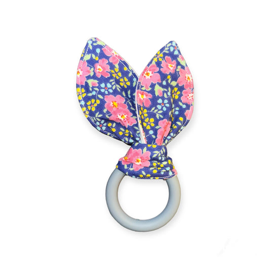 Dark Blue Floral Crinkle Teether