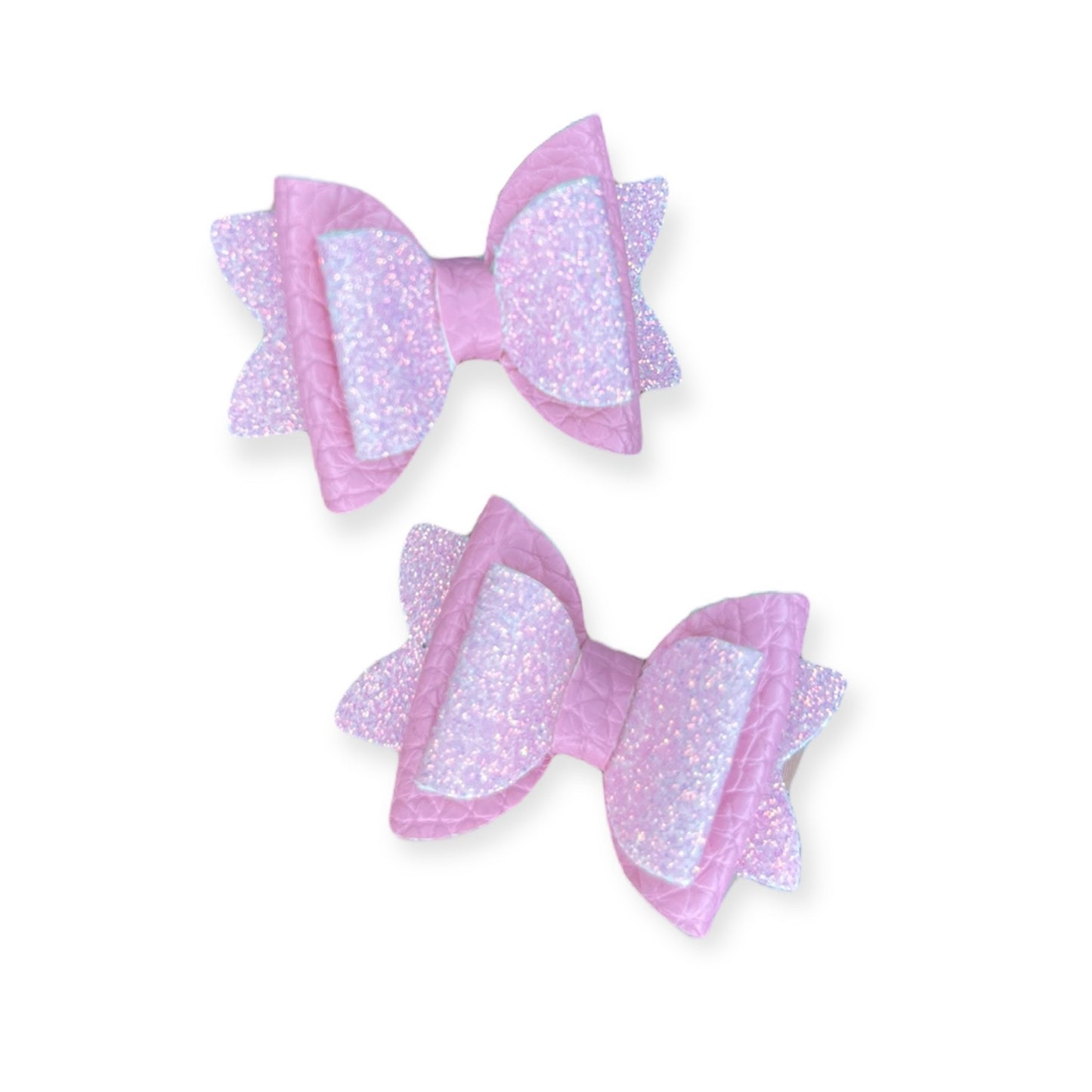Pink Glitter Micro Pigtail Bows