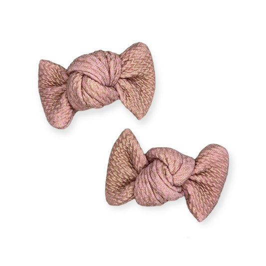 Knotted Pigtail Bows - Pink Shimmer