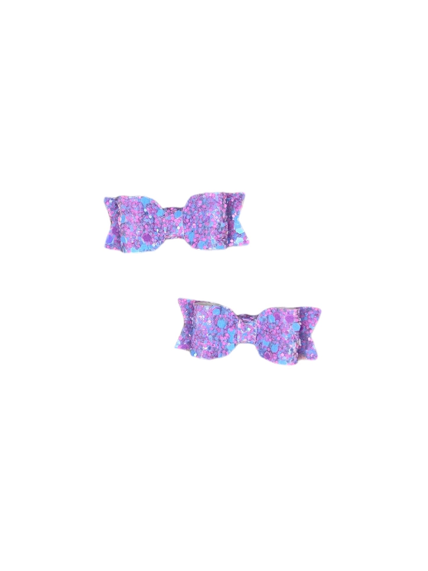 Purple and Blue Glitter Micro Pigtail Bows!