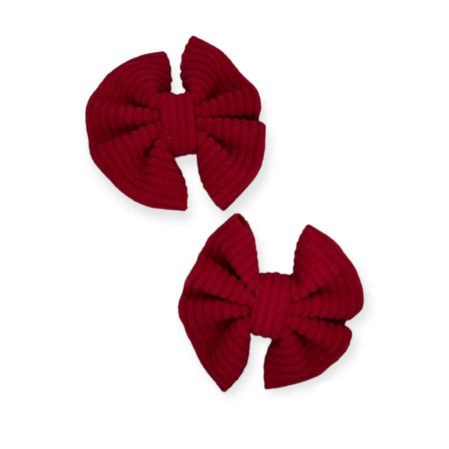 Red Corduroy Pigtail Bows
