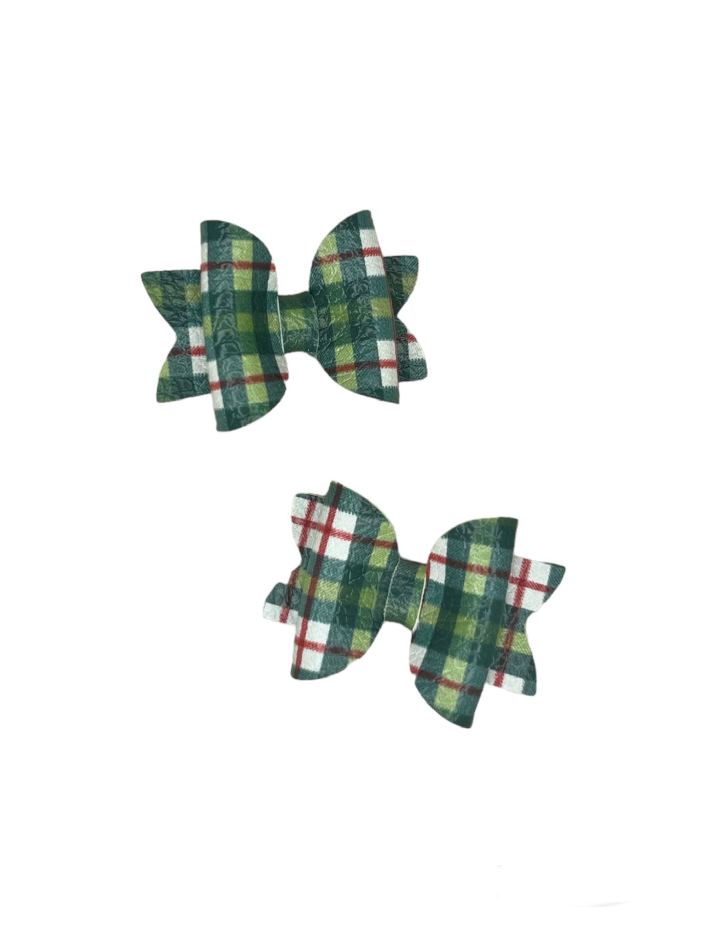 Green Tartan Micro Pigtail Bows!