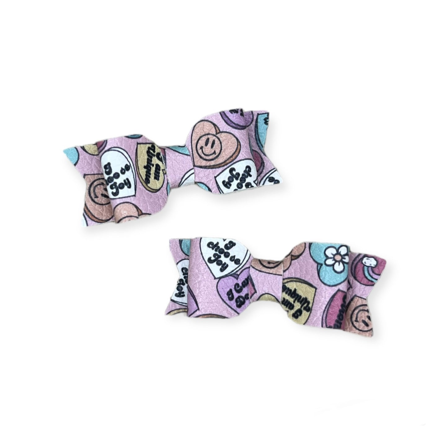 Conversation Hearts Micro Pigtail Bows