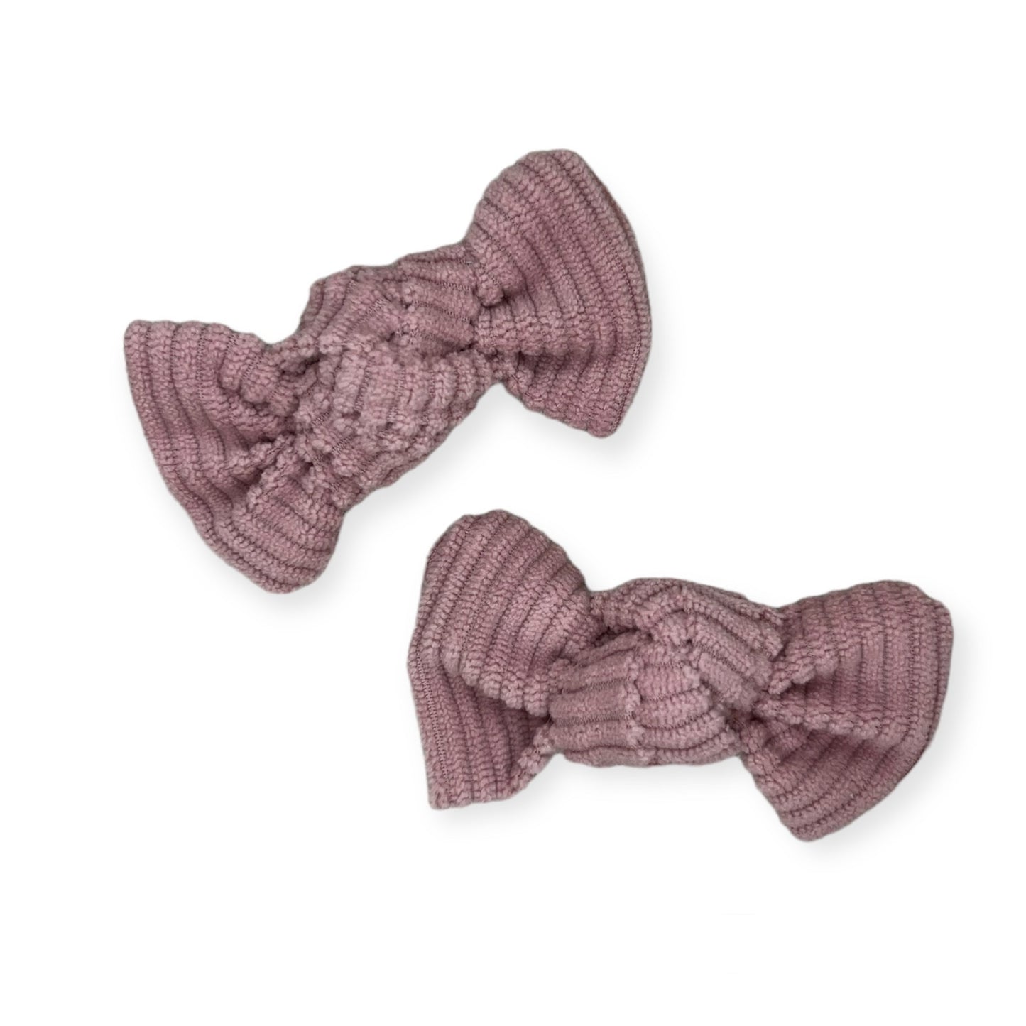 Knotted Pigtail Bows - Pink Corduroy