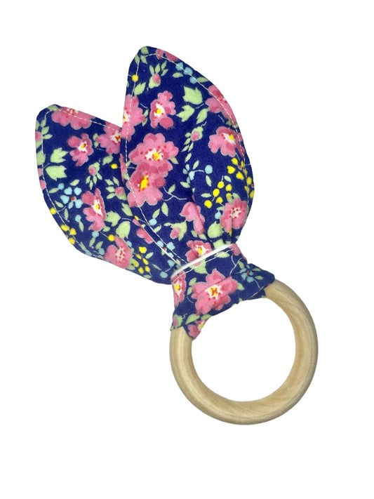 Dark Blue Floral Crinkle Teether!