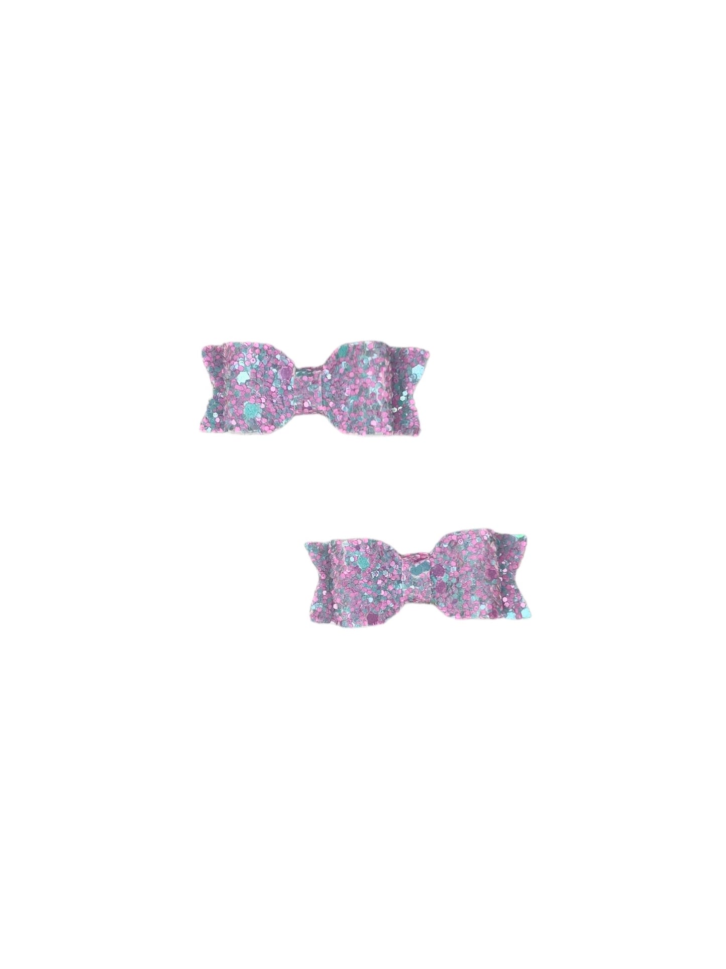 Purple and Turquoise Glitter Micro Pigtail Bows!