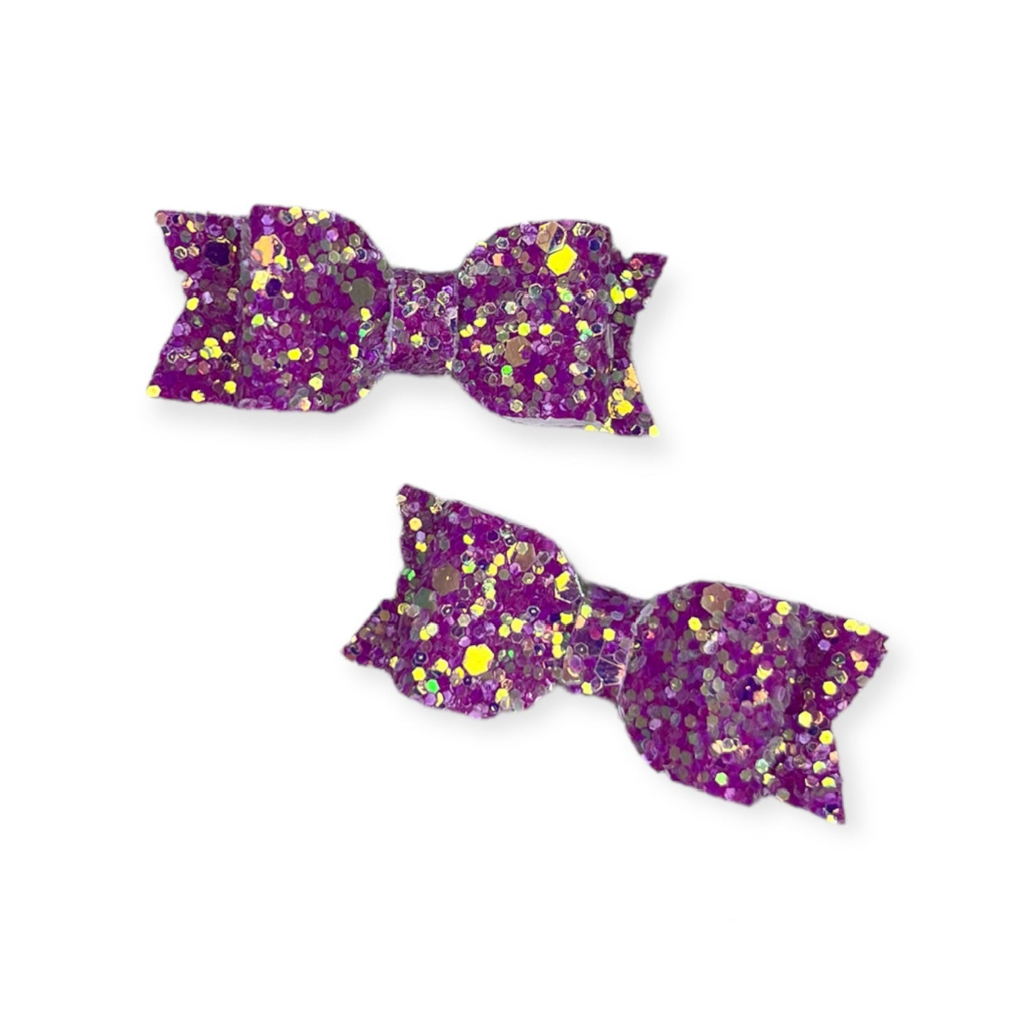 Valentine's Day Micro Pigtail Bows - Purple Glitter