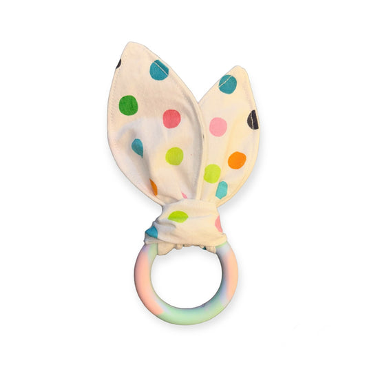 Rainbow Polka Dot Crinkle Teether
