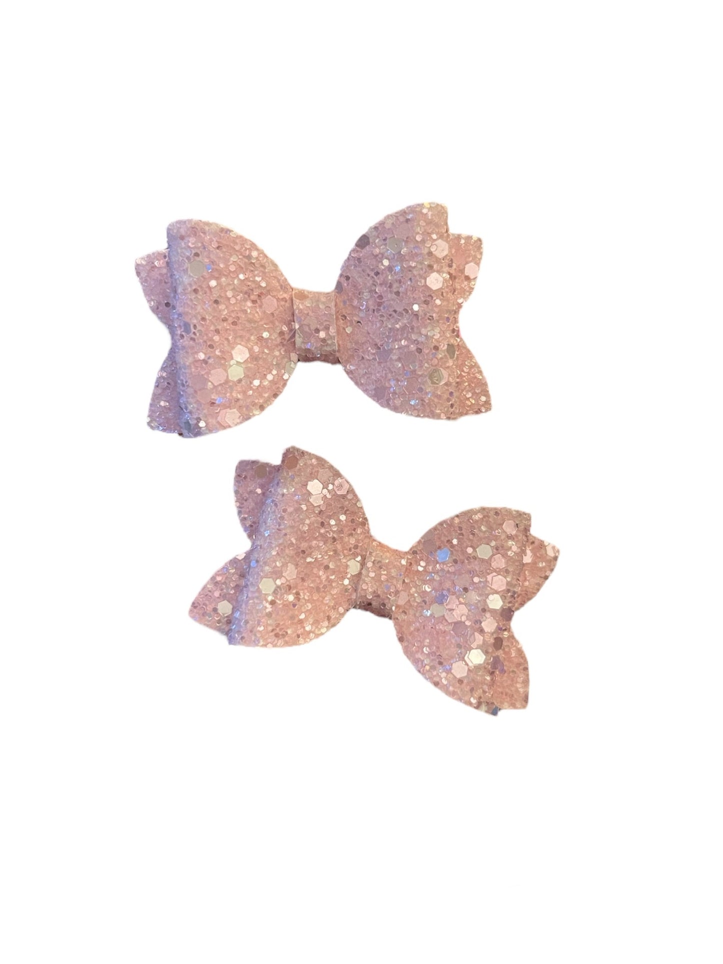 Light Pink Glitter Pigtail Bows!