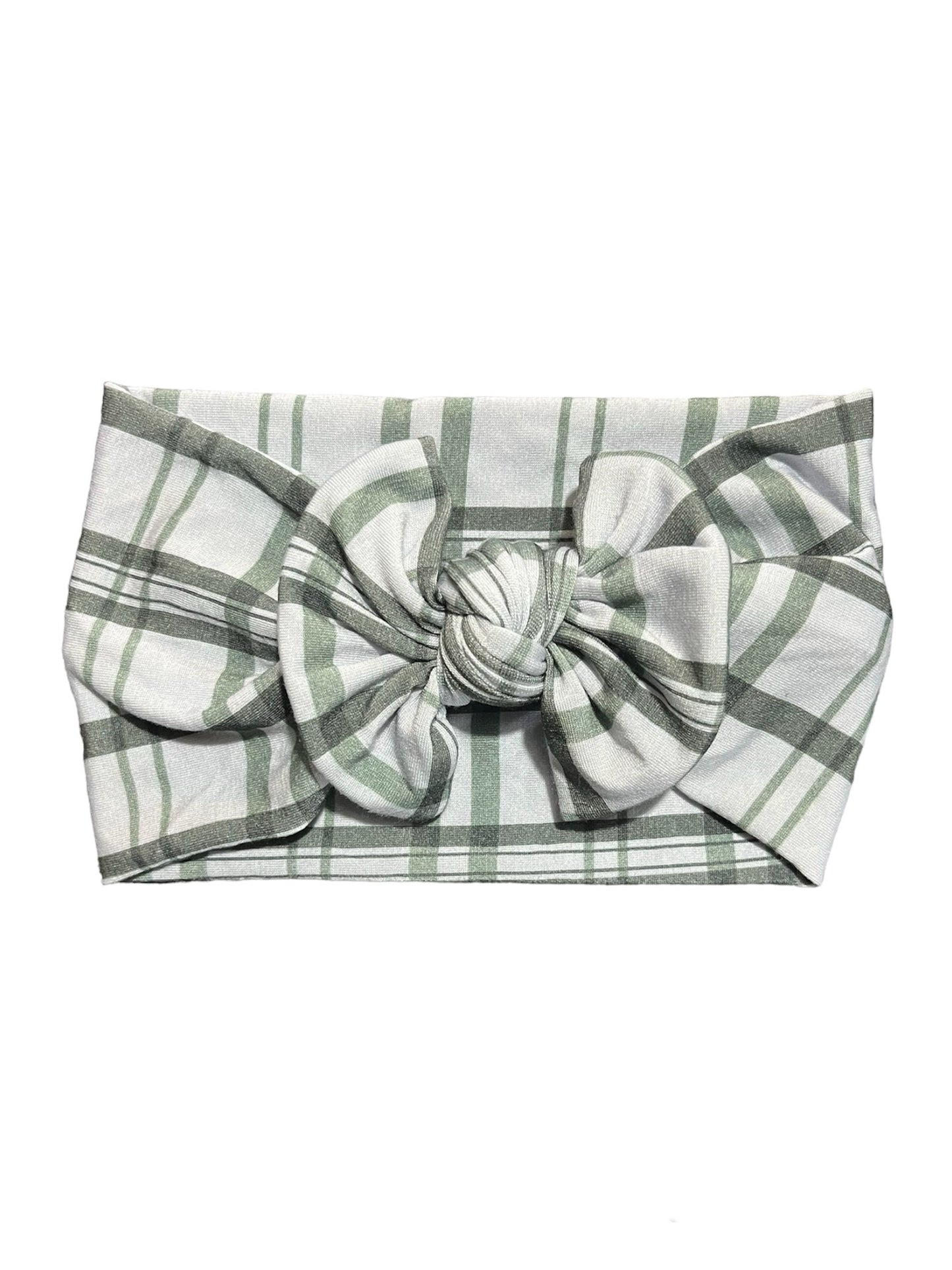 Sage Plaid Bamboo Headband!