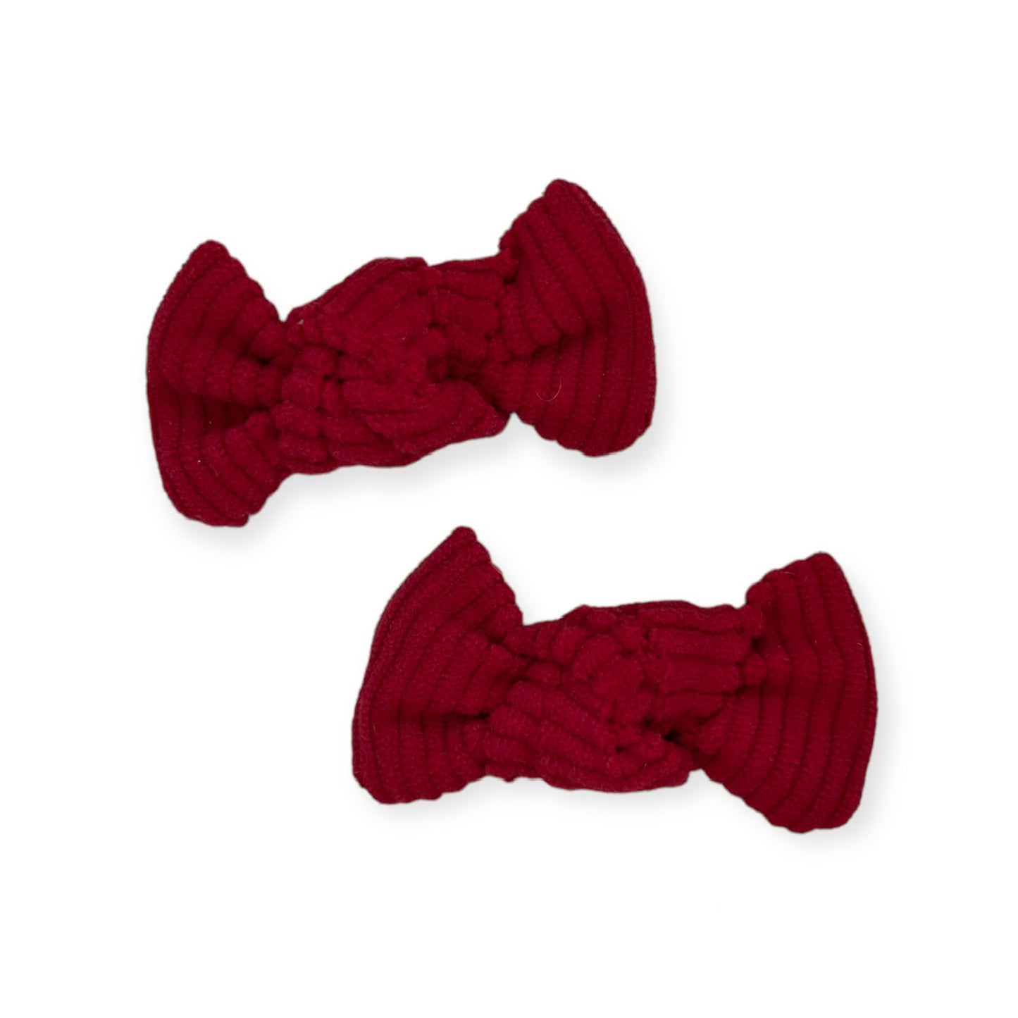 Knotted Pigtail Bows - Red Corduroy