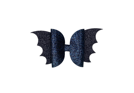 Blue & Black Glitter Bat Bow!