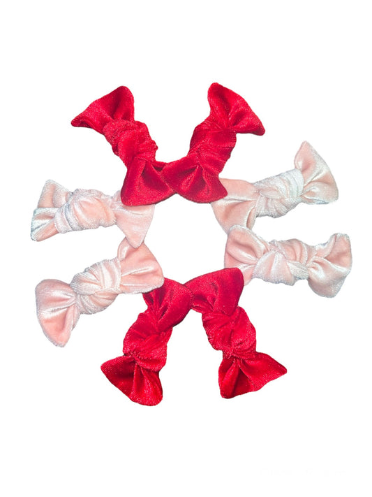 Red & Pink Velvet Knotted Pigtail Bows!