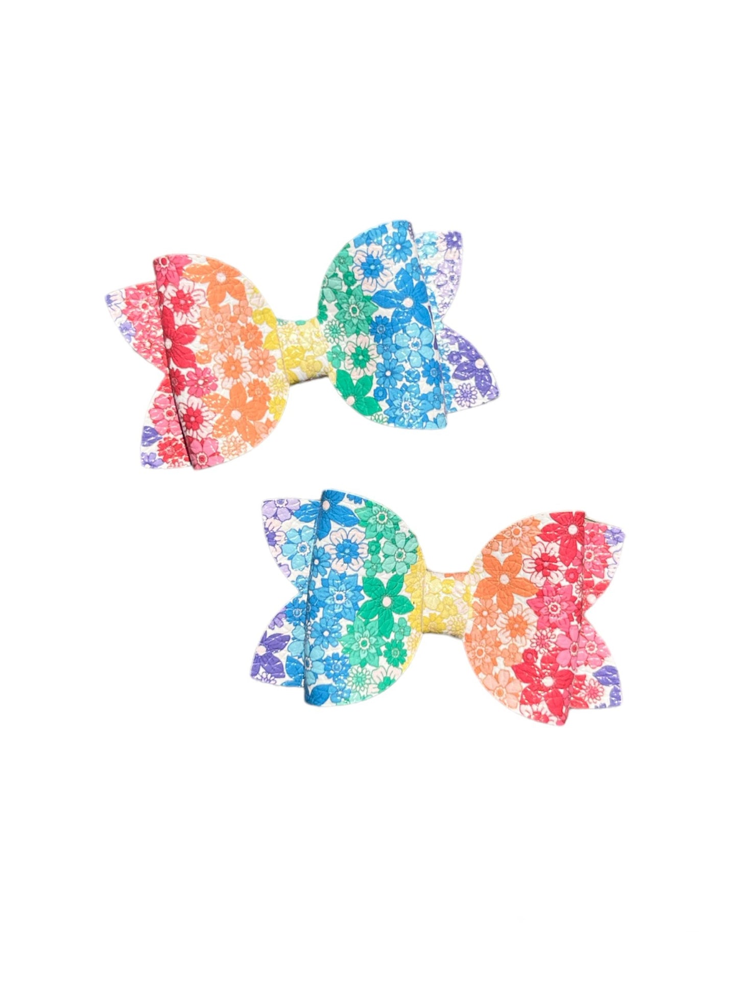 Rainbow Floral Pigtail Bows!