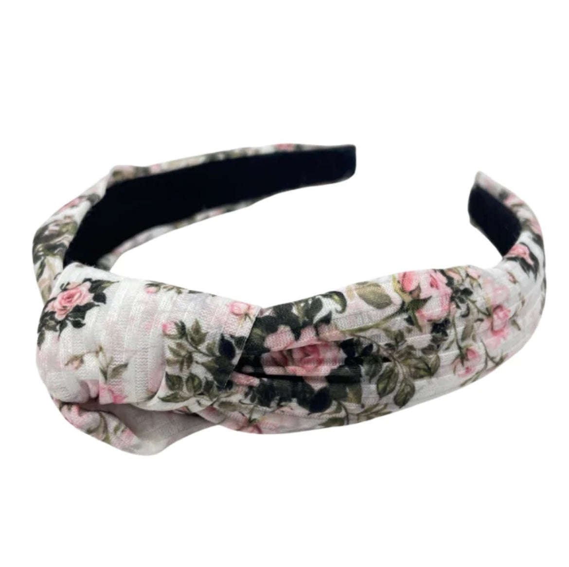 White Floral Knotted Hard Headband!