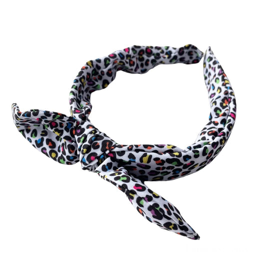 Rainbow Leopard Print Bow Hard Headband (dark)!