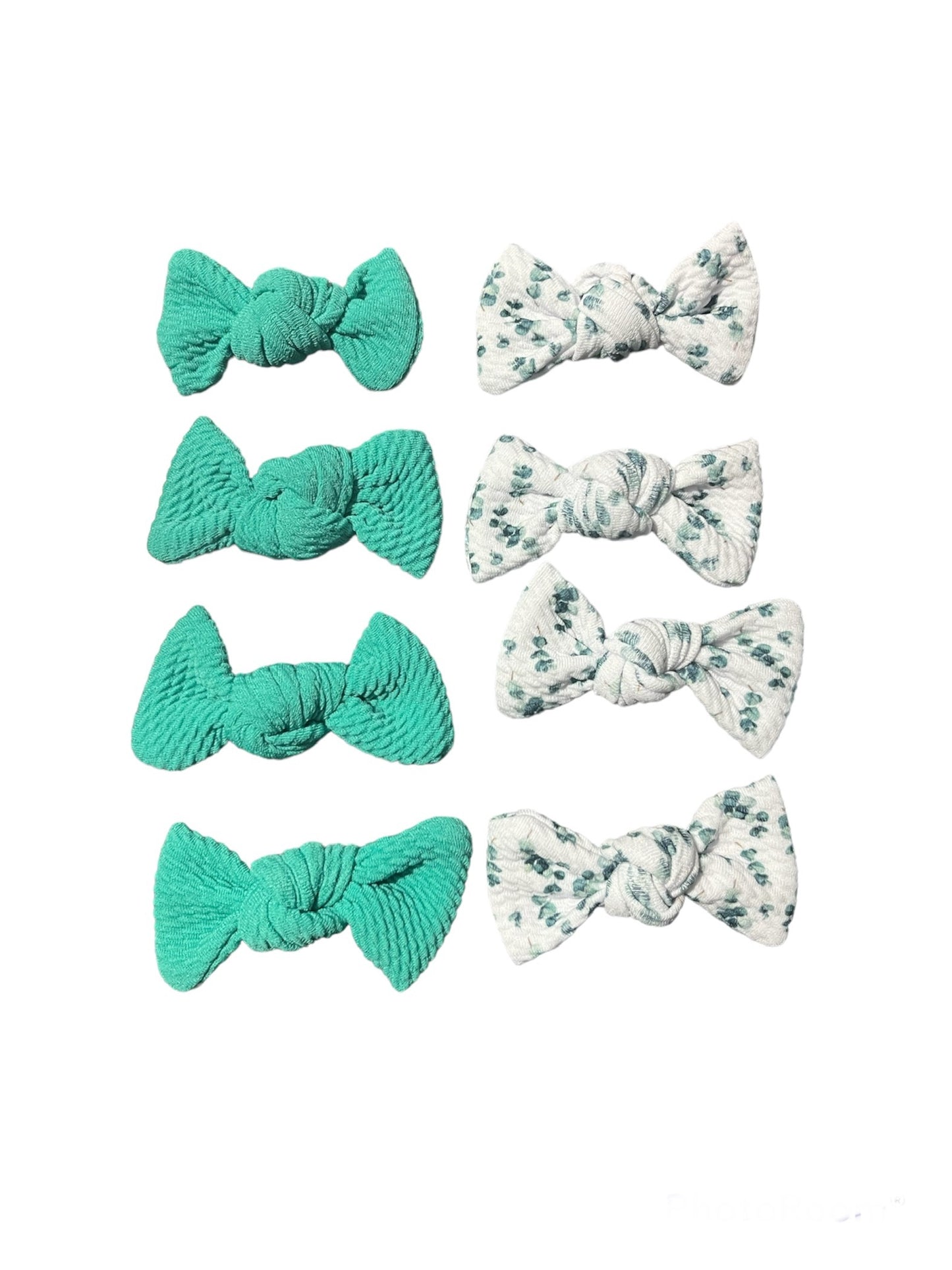 Green Eucalyptus Knotted Pigtail Bows!