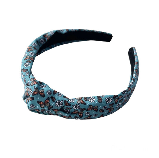 Blue Butterfly Knotted Hard Headband!
