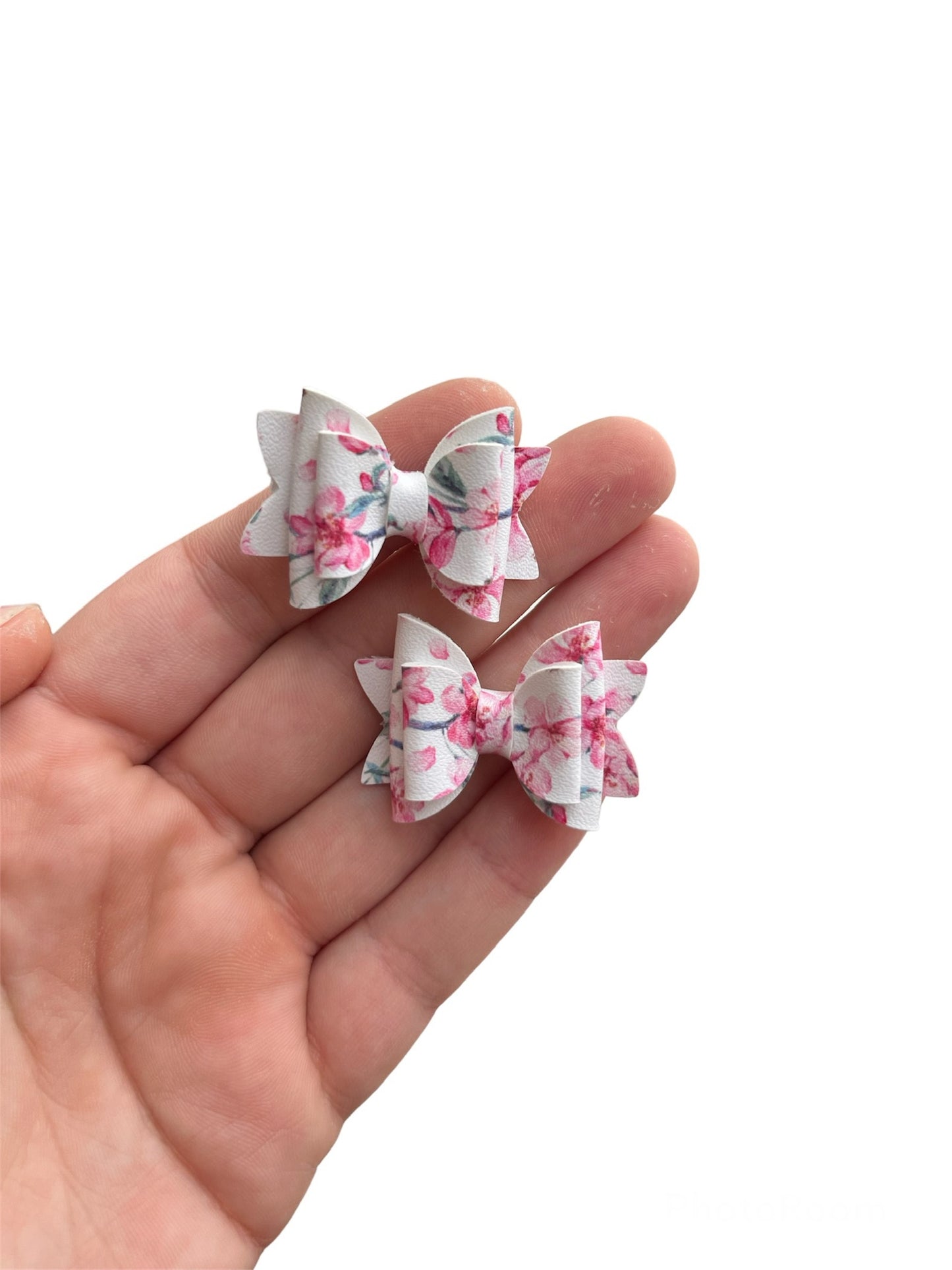 Pink Floral Micro Pigtail Bows!