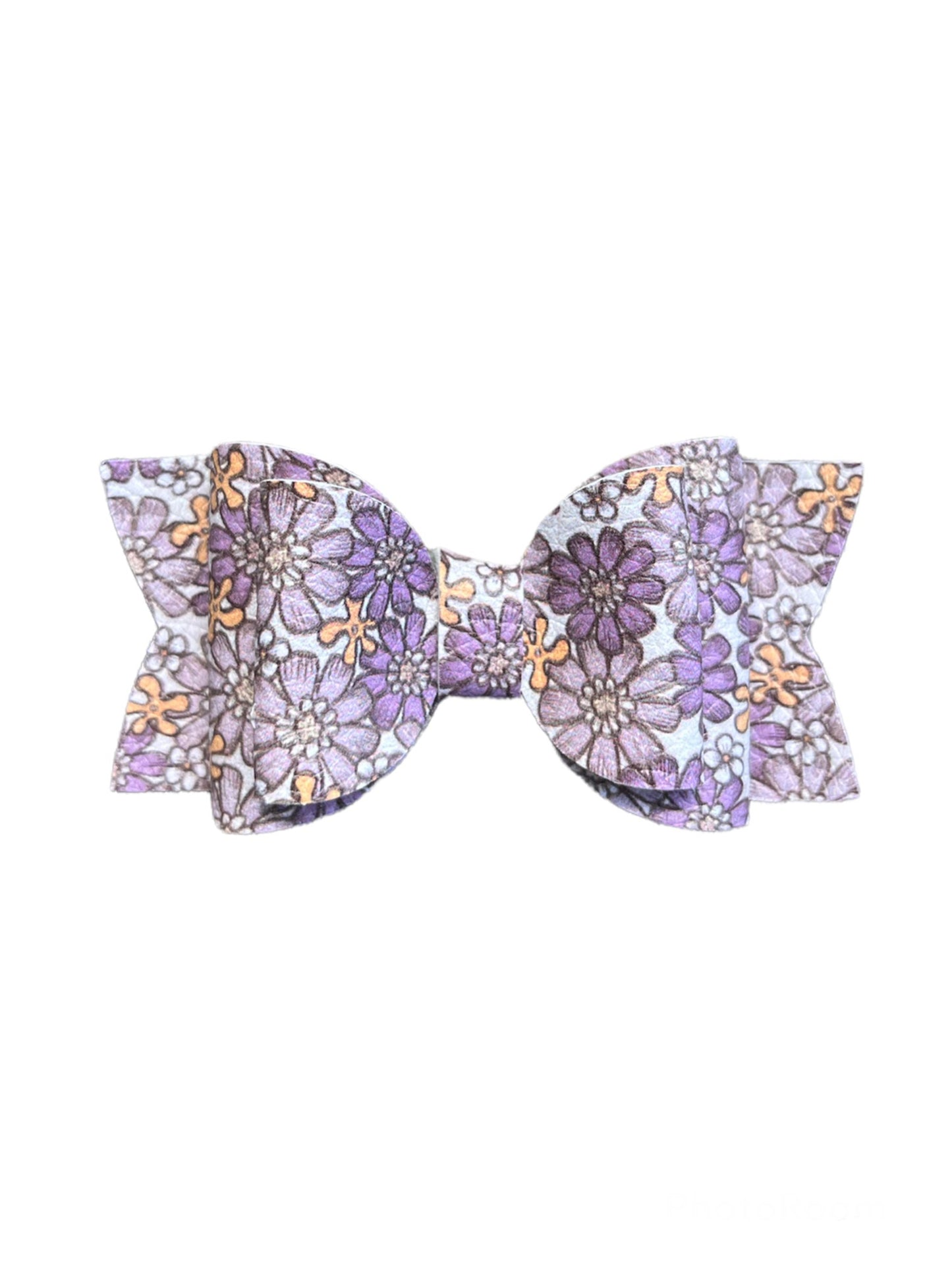 Purple Floral Classic Bow!