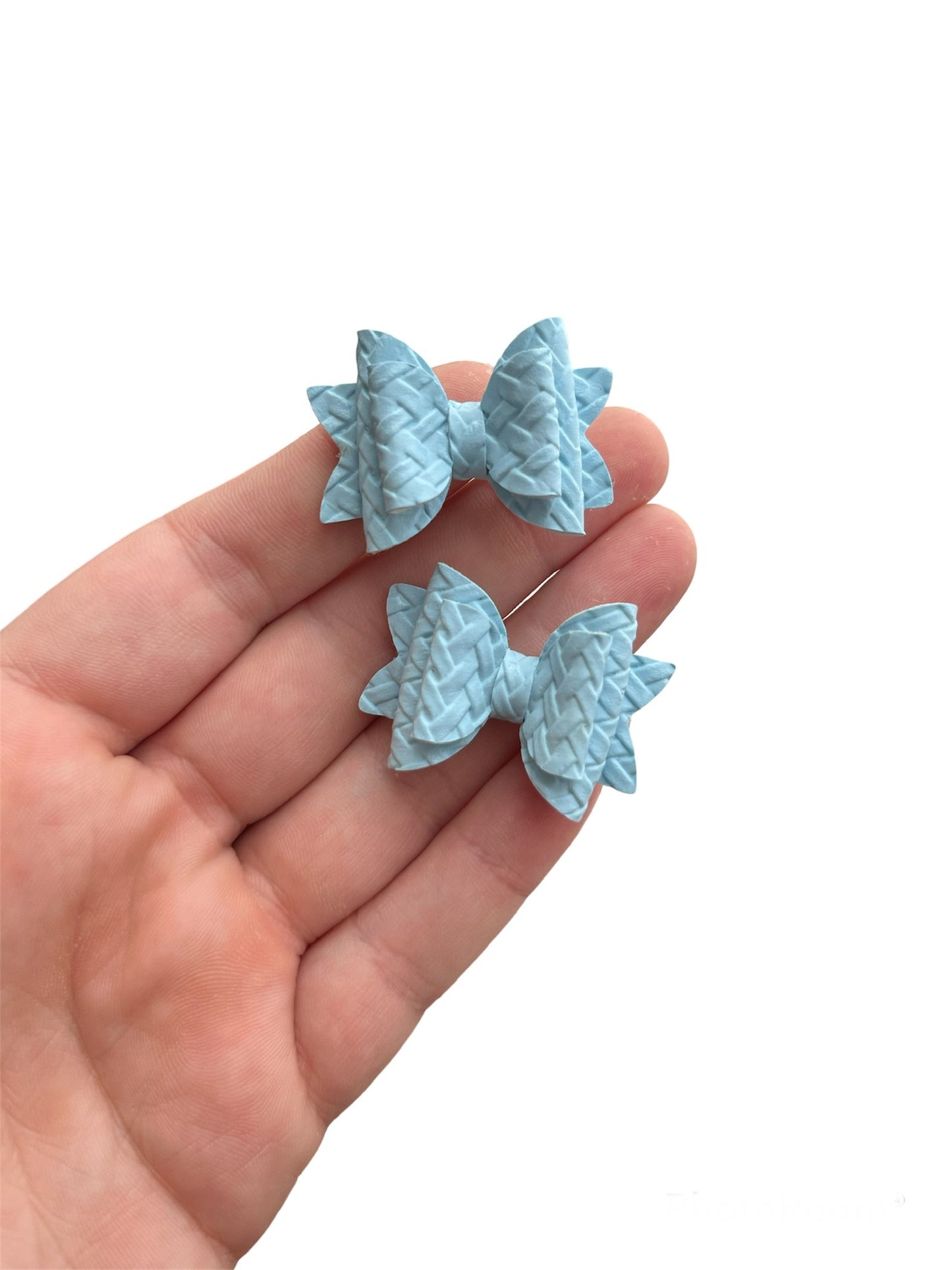 Blue Basket Weave Micro Pigtail Bows!