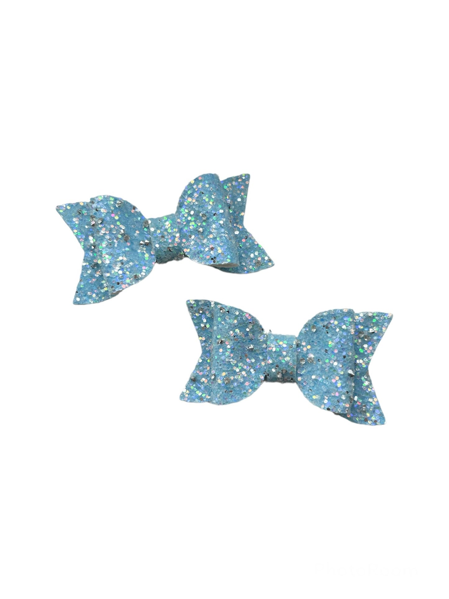 Blue Glitter Pigtail Bows!